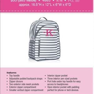 thirty one hostess exclusive backpack grey wave